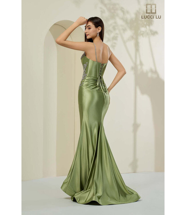 lucci lu 1446 Robe En Satin Sauge