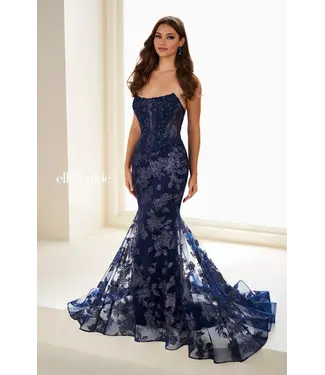 37083 Robe Corset Col Droit Marine