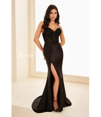37118 Robe Ajustée Décolletée Noire