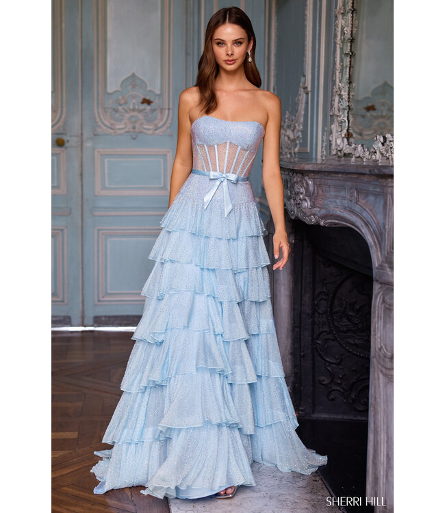 57739 Robe Corset Taille Basse Bleu Pâle