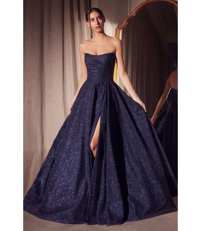 107 Robe Princesse Col Droit Marine