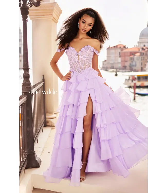 37108 Robe À Étages Avec Fente Lilas