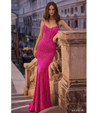 57554 Robe Scintillante Rose Flamboyant