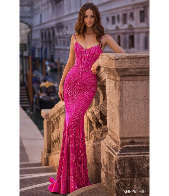 57554 Robe Scintillante Rose Flamboyant