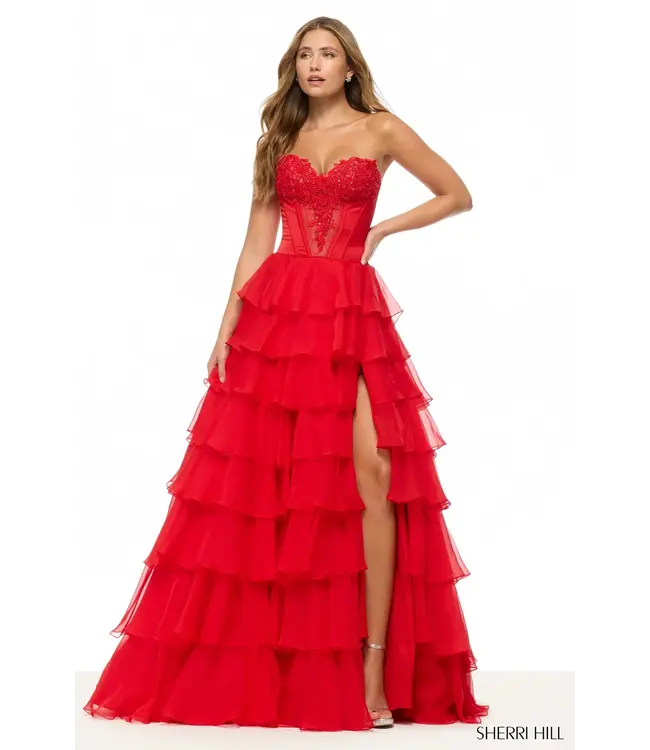 57714 Robe à volants rouge