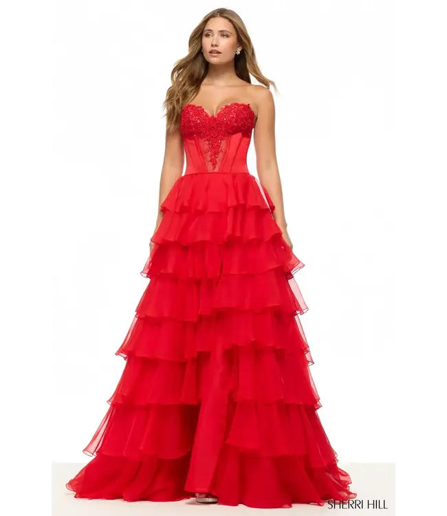 57714 Robe à volants rouge