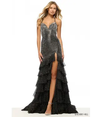 57832 Robe Ajusée Avec Volants Jaune