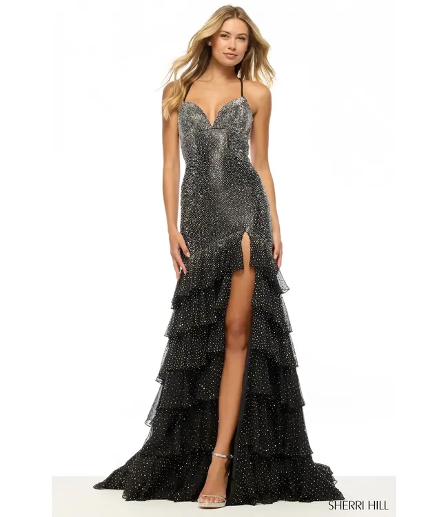 57832 Robe Ajusée Avec Volants Jaune