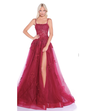 89525  Robe Brodée Avec Fente Orange