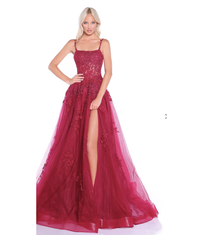 89525  Robe Brodée Avec Fente Orange