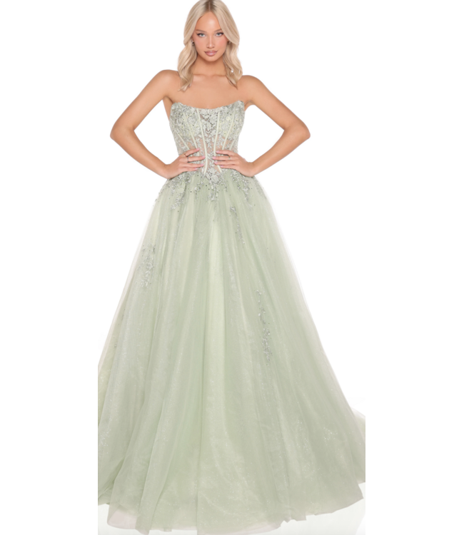 88913 Robe Bustier Scintillante Sauge