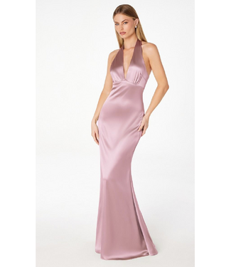 1002 Robe Licou Satinée Mauve