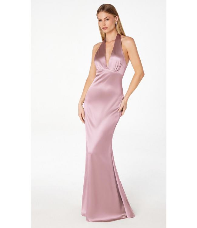 1002 Robe Licou Satinée Mauve