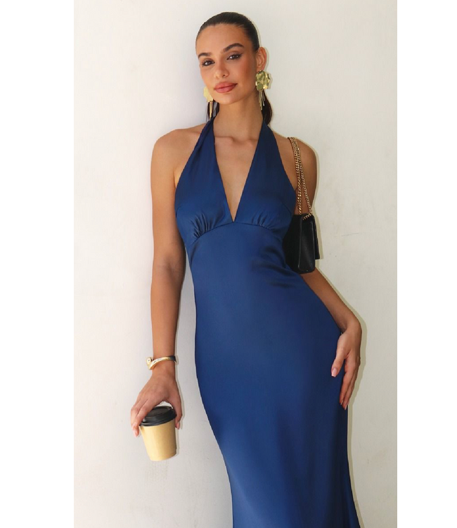 1002 Robe Licou Satinée Marine