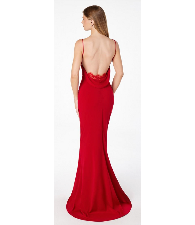 8002 Robe Col Baveux Dos Ouvert Rouge