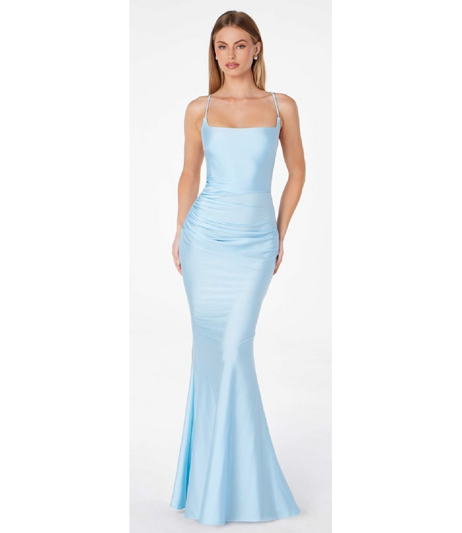 1003 Robe Ajustée Bleu Pâle