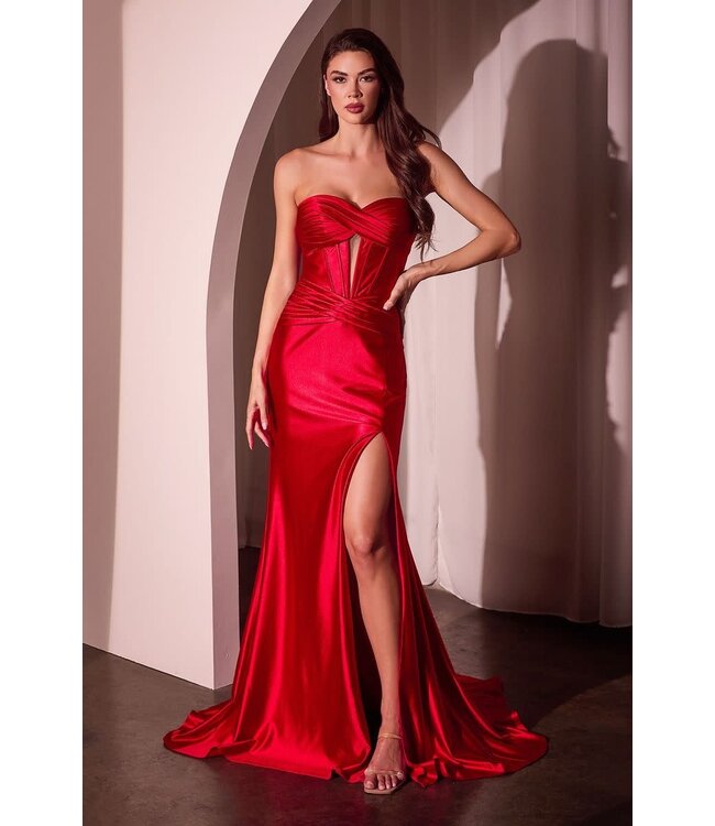 100103 Robe Satinée Rouge
