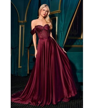10792 Robe Satinée Et Corset Bourgogne