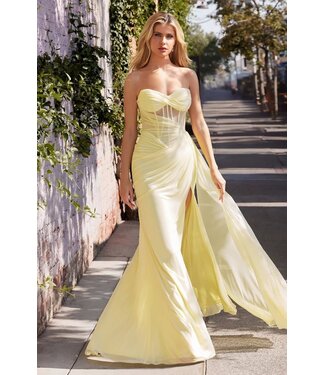 10483 Robe En Chiffon Jaune Pâle