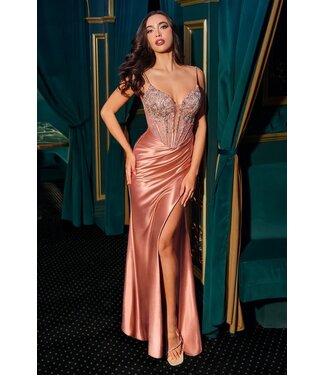 10927 Robe Satinée Rose Or