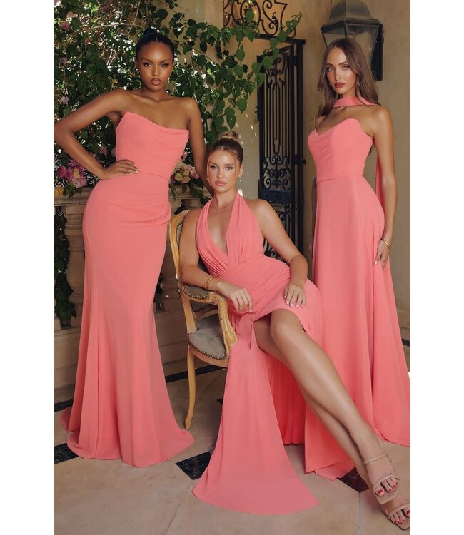 207 Robe Sans Bretelle Corail