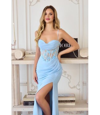 10227 Robe Corset Ajusté Bleu