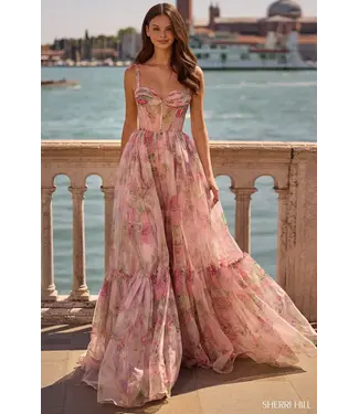 57628 Robe Imprimée Fleurie Rose