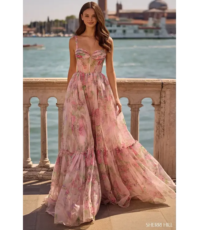 57628 Robe Imprimée Fleurie Rose