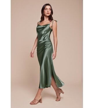 10301 Robe Satinée Vert Moss