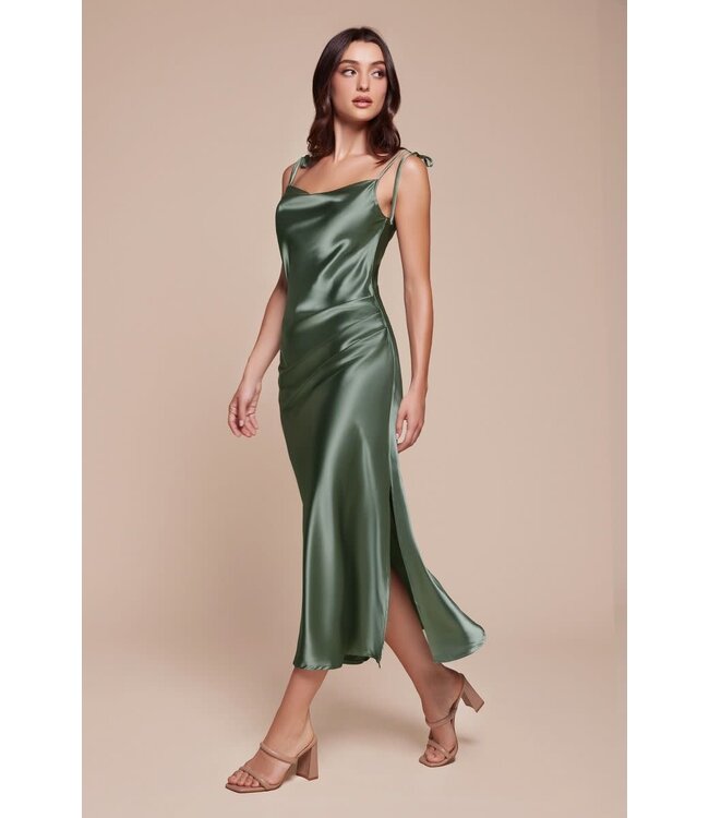 10301 Robe Satinée Vert Moss