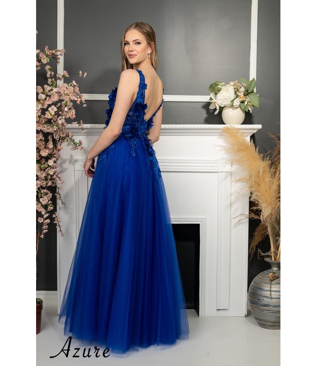 A8014 Robe Fluide Bleu