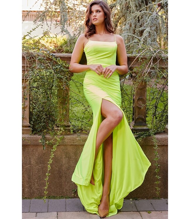 09026 Robe Col Droit Et Fente Café
