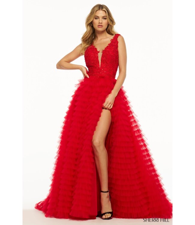 56086 Robe À Volant Rouge