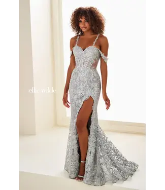 37045 Robe Off-the-shoulder Argentée