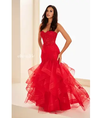 37113 Robe Sirène Bustier Rouge