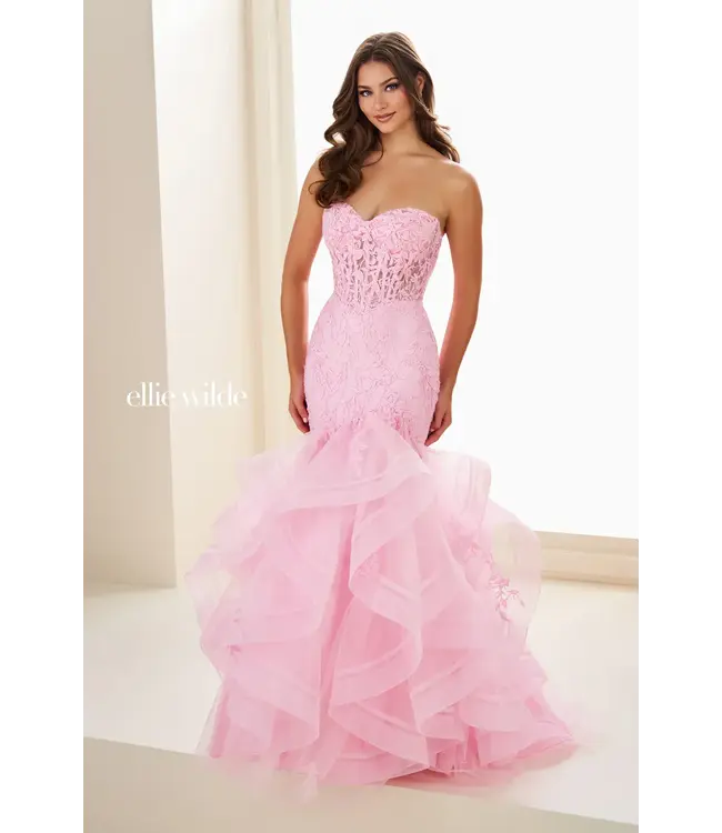 37113 Robe Sirène Bustier Rose Pâle