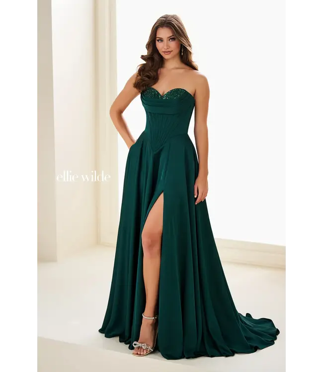37213 Robe Bustier En A Vert Forêt
