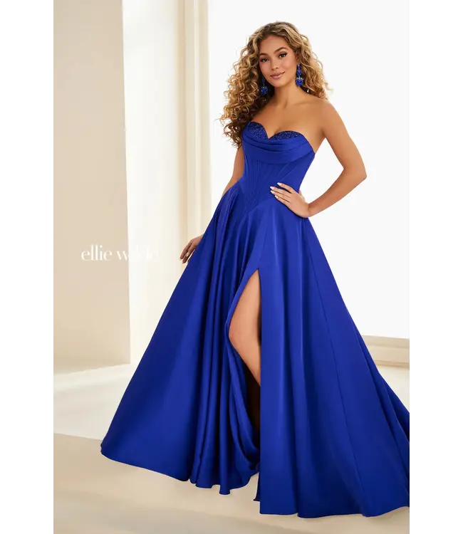 37213 Robe Bustier En A Bleu Royal