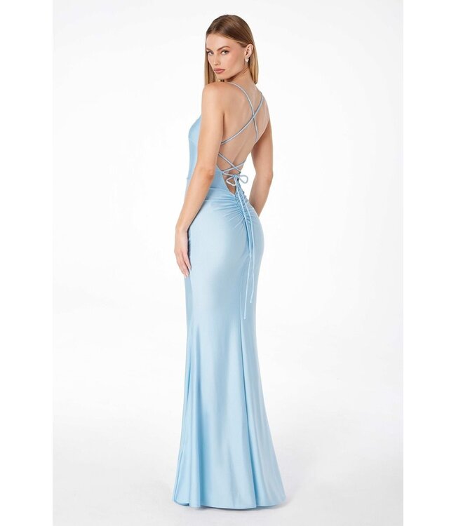1003 Robe Ajustée Bleu Pâle