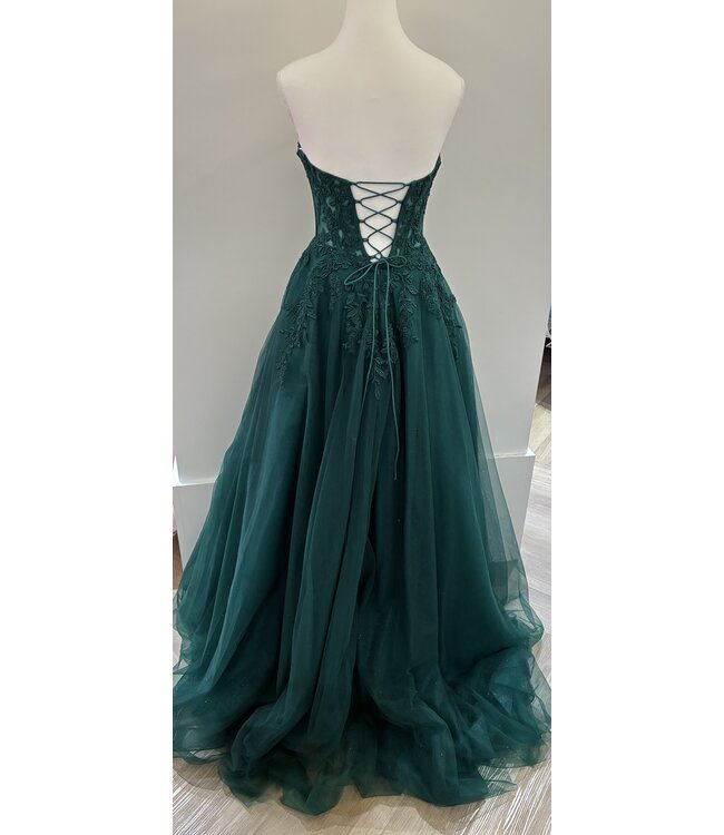 26040 Robe Princesse à épaules dénudées Émeraude