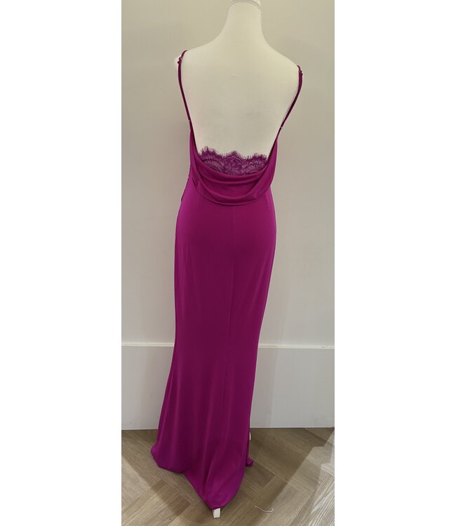 8002 Robe Col Baveux Dos Ouvert Magenta
