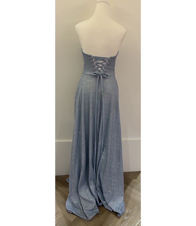 107 Robe Princesse Col Droit Bleu Paris