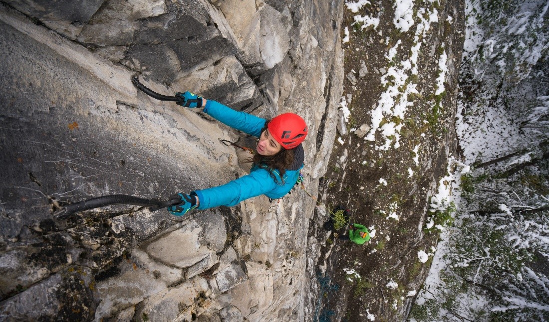 Ice Rock Aspeed ultralight ice tools on easy rock