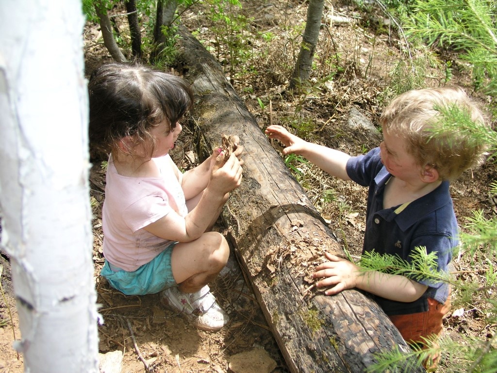 Kids getting dirty at the crag