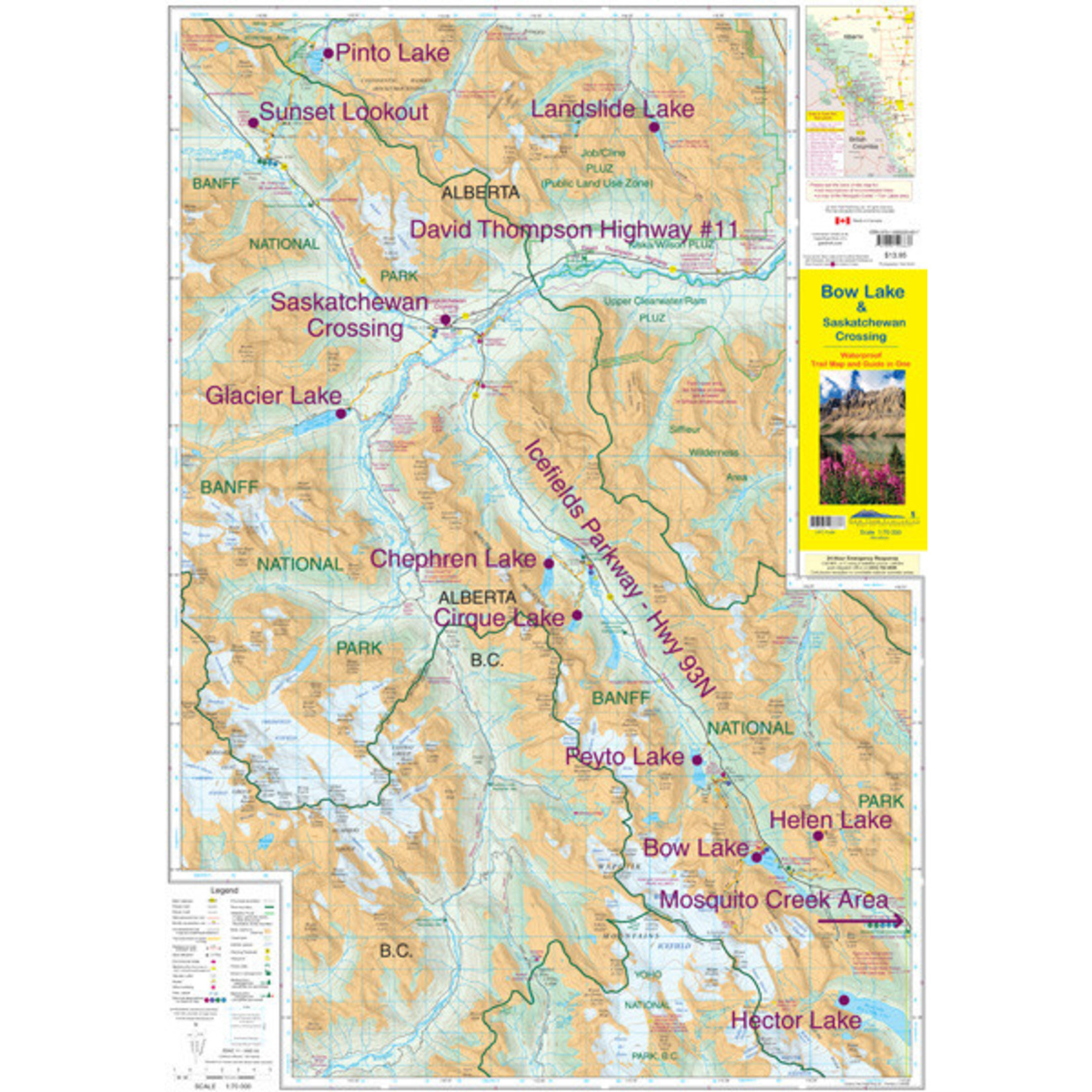 Gemtrek map Bow Lake &  Saskatchewan Crossing