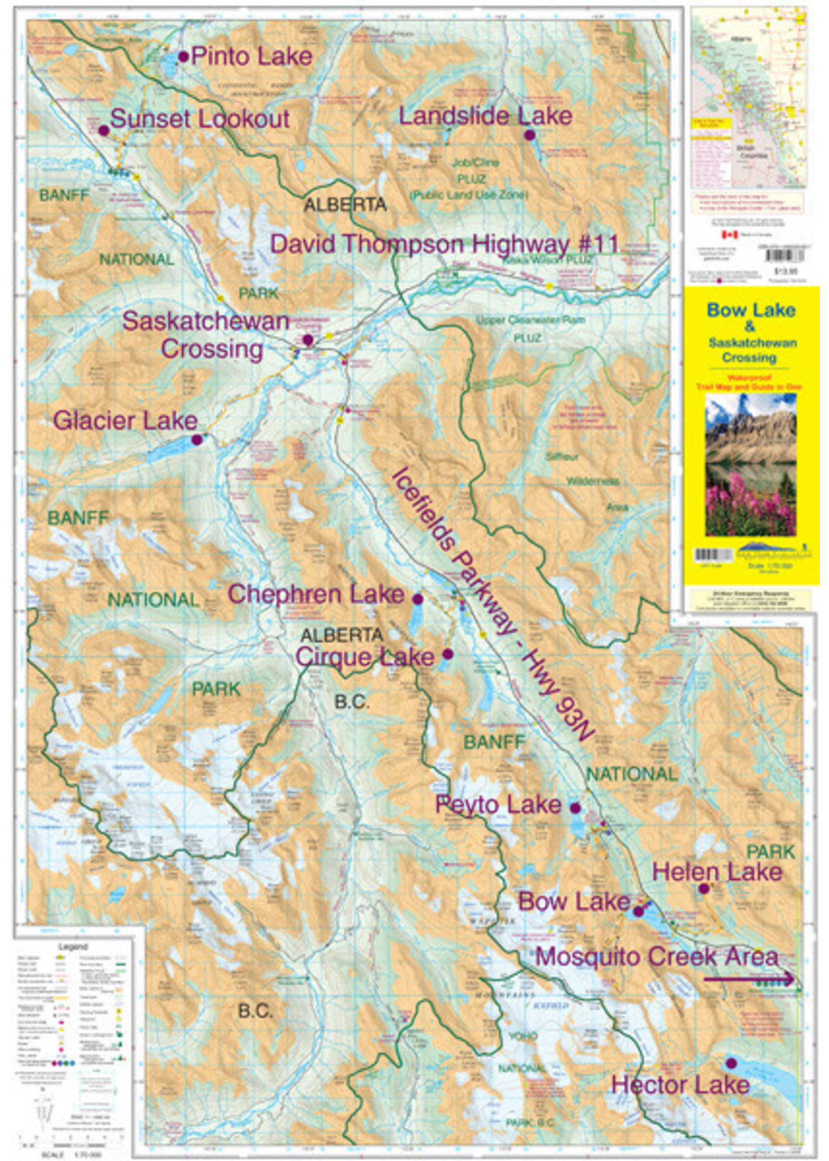 Gemtrek map Bow Lake &  Saskatchewan Crossing