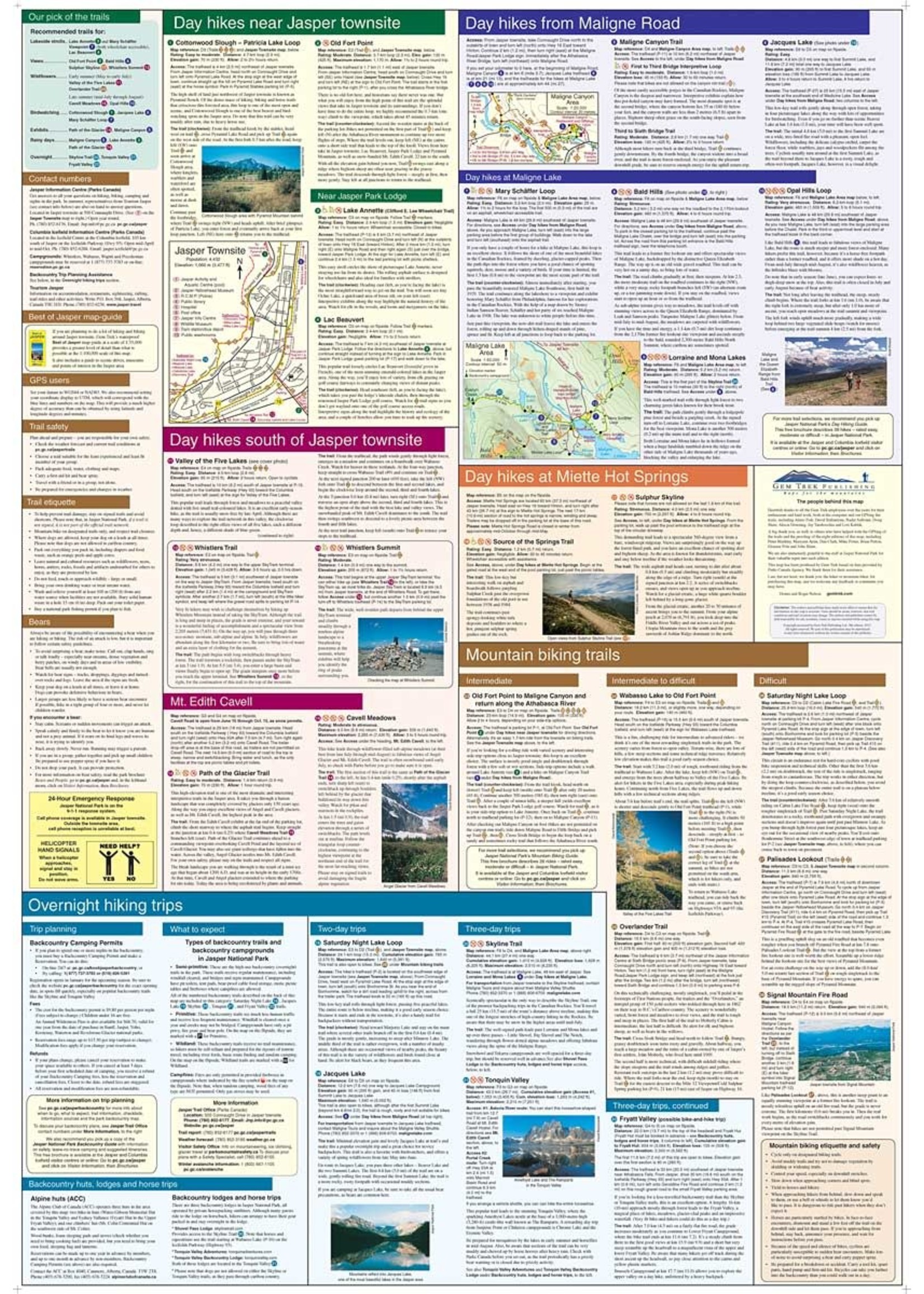 Carte topographique  Jasper &  Maligne Lake de Gemtrek