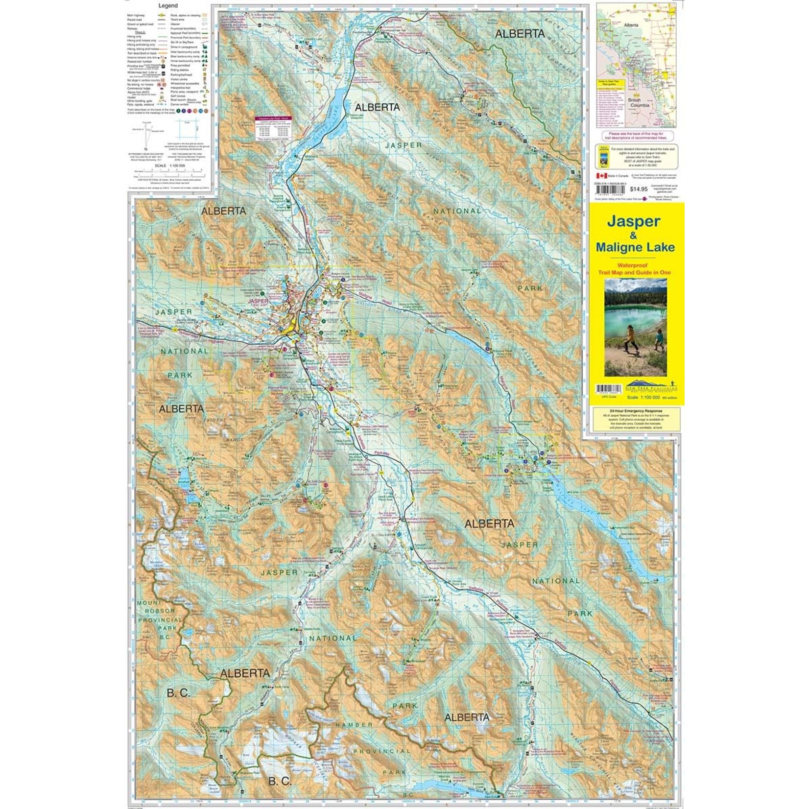 Carte topographique  Jasper &  Maligne Lake de Gemtrek