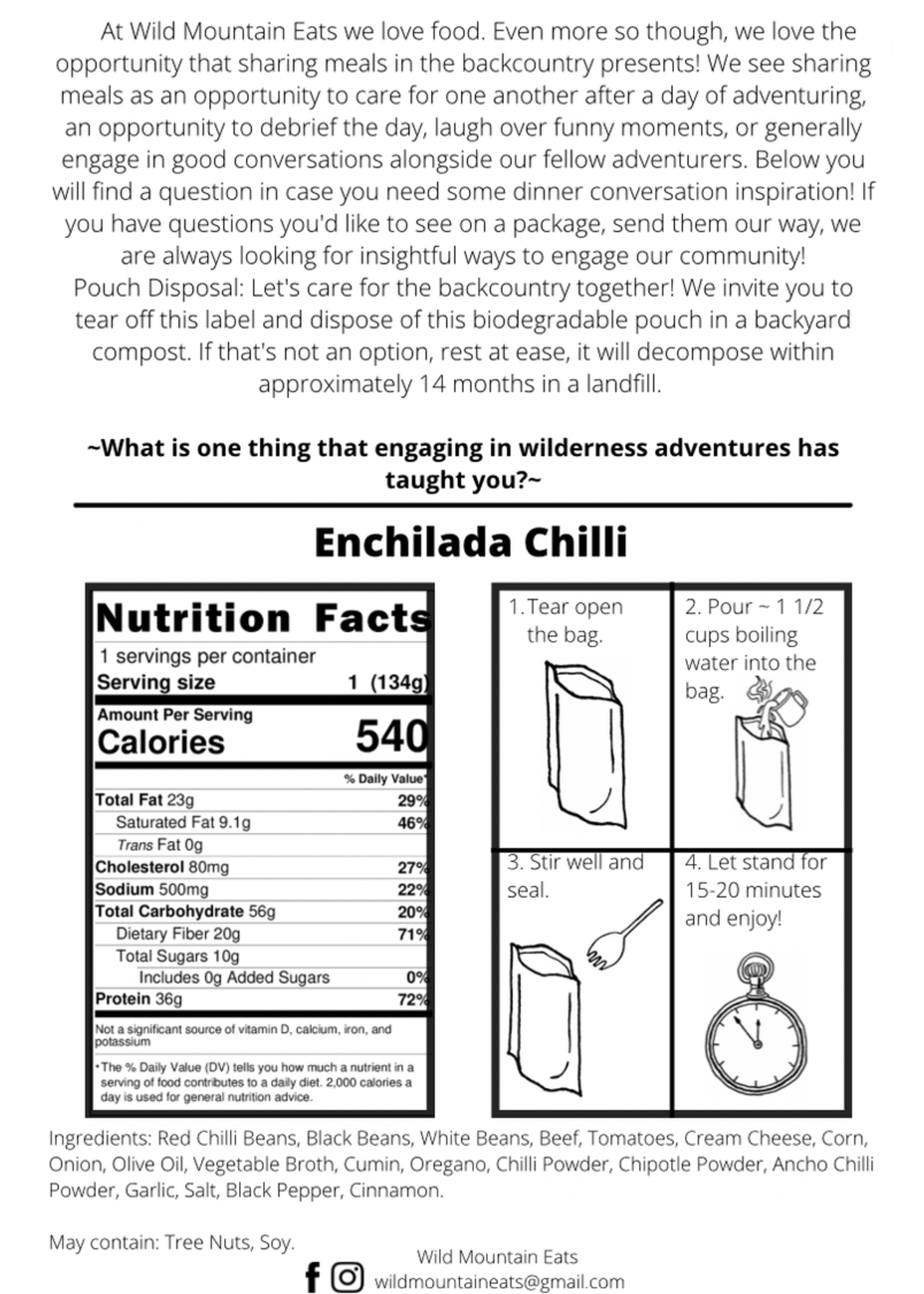 Wild Mountain Eats Enchilada Chilli