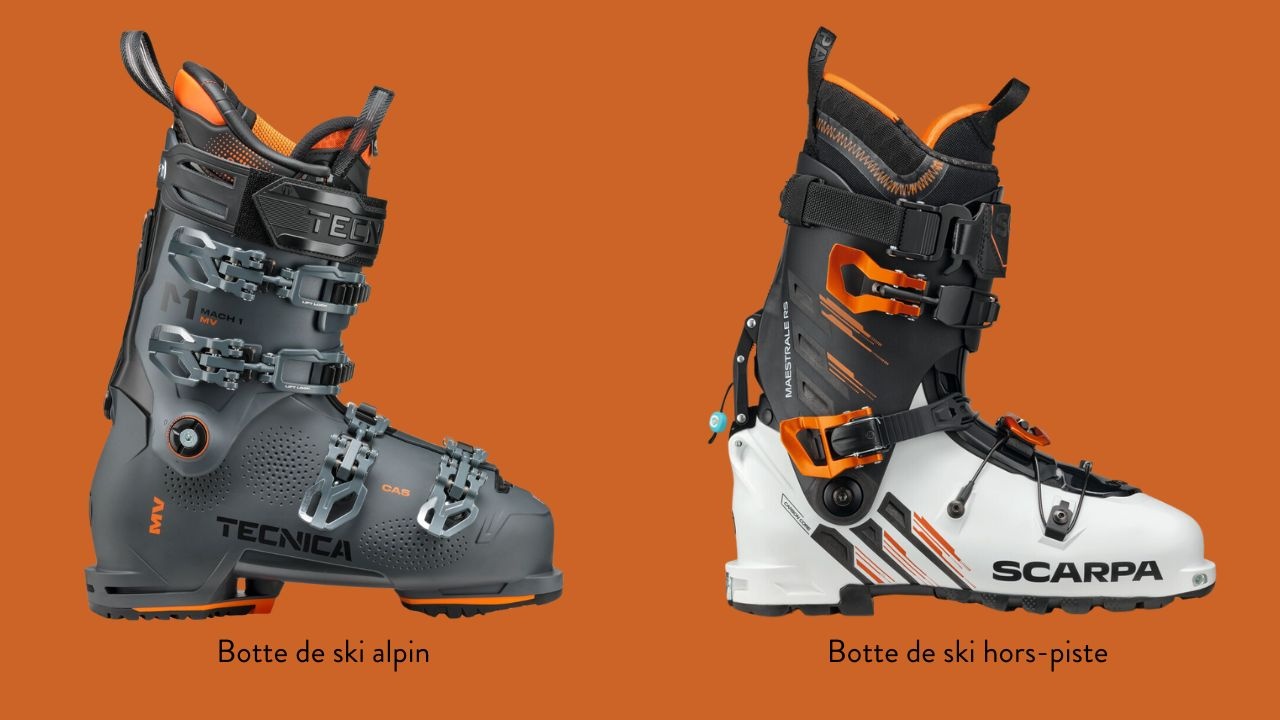 image d'une botte de ski alpin et d'une botte de ski hors-piste